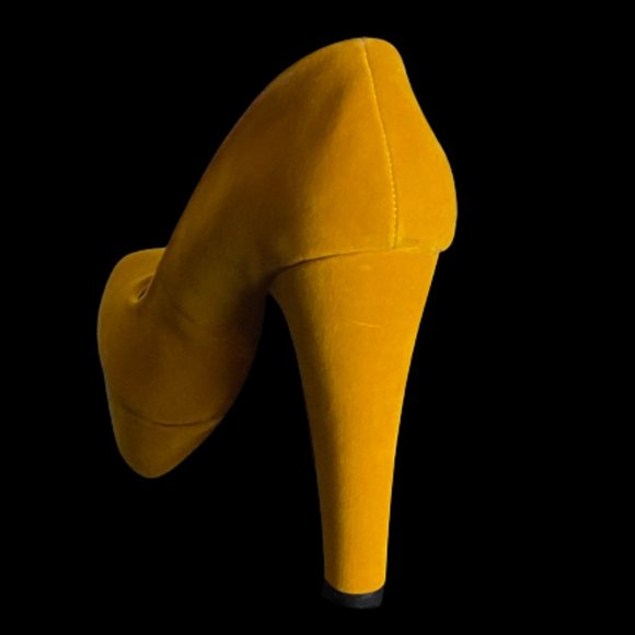 Qupid-Mustard Squared Toe Platform Block Heel - Picture 2 of 3